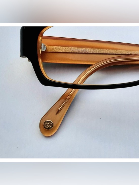 CHANEL Black Front with Amber/Tortoiseshell Temples Glasses SG1-28 - Picture 2 of 8